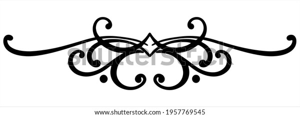 Black curly vector element with thin rounded lines.\
Swirl design for decoration of festive products, web, menus,\
labels. Ornament for Valentine\'s day, birthday, mother\'s day, the 8\
March