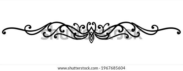 Black curly vector element with thin rounded lines.\
Waves and swirl for decoration of festive products, web, menus,\
labels. Ornament for Valentine\'s day, birthday, mother\'s day, the 8\
March