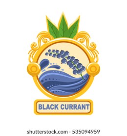 Black Currant Bright Color Jam Label Sticker Template In Round Frame