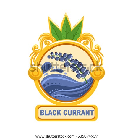 Black Currant Bright Color Jam Label Sticker Template In Round Frame