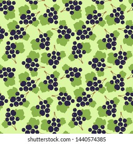 Black currant seamless pattern. Vector berries. Organic fashion print. Design elements for textile or clothes. Hand drawn doodle repeating delicacies. Cute background patterns for baby items