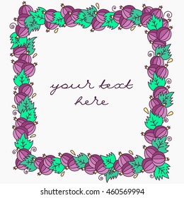 Black currant text border hand drawn square text frame