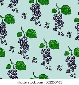 Black currant. Vector seamless pattern