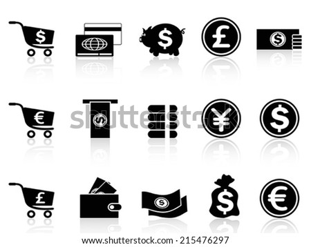 black Currency icons set
