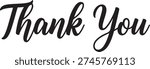Black cursive thank you text on white background black text gratitude