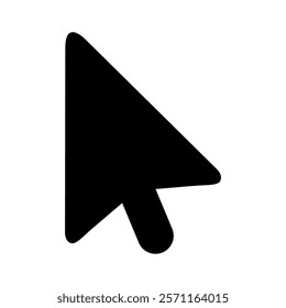Black Cursor Arrow Icon on a White Background for Digital Interface.  Ideal for web or graphic design projects