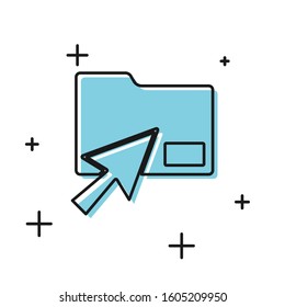 Black Cursor click document folder icon isolated on white background. Accounting binder symbol. Bookkeeping management.  Vector Illustration