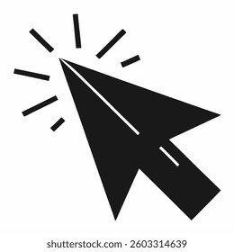 black cursor shaped like an arrow pointing Silhouette vector
