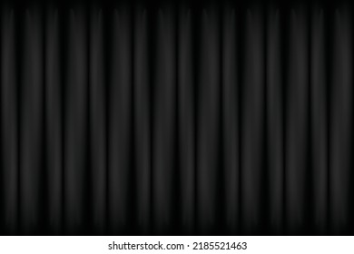 Black Curtain Background. Celebration Event or Grand Opening Backdrop. Wallpaper. Vector