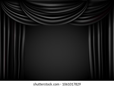 Black Curtain Vector Background