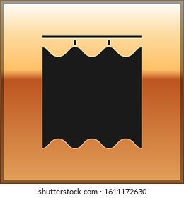 Black Curtains icon isolated on gold background.  Vector Illustration