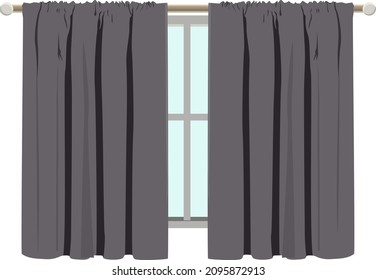 Black curtains, illustration, vector on a white background.