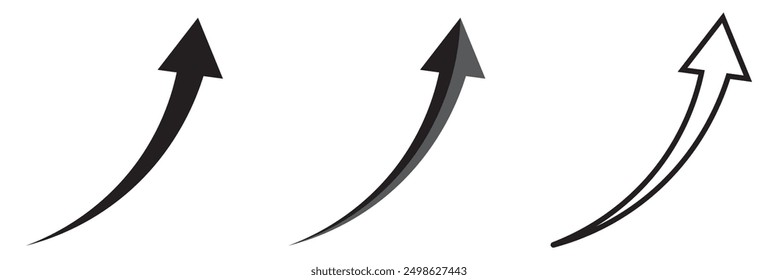 Black curve arrow icon on white background. flat style. arrow icon for your web site design, logo, app, UI. arrow indicated the direction symbol. curved arrow sign.