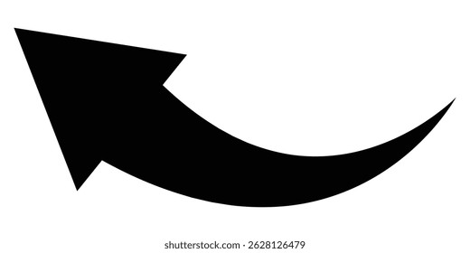 Vector de icono de flecha de curva negra. Icono de flecha de curva negra. Icono de flecha larga. Ilustración vectorial de flecha curva aislada sobre fondo blanco. EPS 10