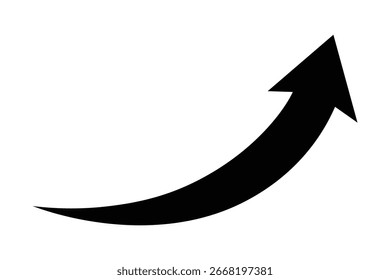 ícone de seta para cima e para a direita do gráfico de curva preta para o sucesso do crescimento da empresa
