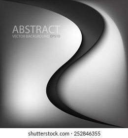 Black curve line abstract background on silver curve gradient color tone paper overlap layer for text and message design
