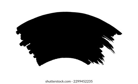 Black curve marker frame. Grunge black arc banner. Watercolor circular smear. Vector illustration