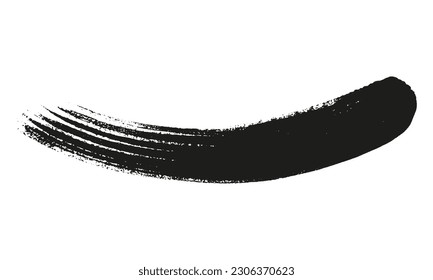 Black Curve Paintbrush, Mascara, Stain Texture, Curvy Smudge. Curve Brush Stroke. Abstract Grunge, Brushstroke Ink. Abstract Graphic Element, Distress Concept. Isolated Vector Illustration.