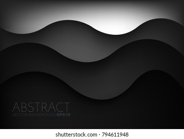 Black curve wave on layer background for design