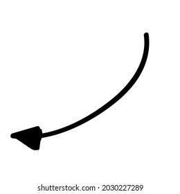 black curved arrow. doodle vector element illustration
