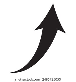 Black curved arrow icon isolated on white background. Curved arrow vector illustration. eps 10.