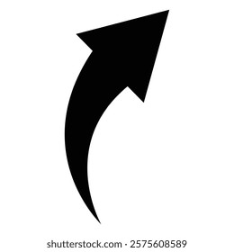 Black curved arrow icon isolated on white background. Vector illustration. EPS 10