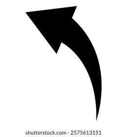 Black curved arrow icon. Black curved arrow symbol. Black curved arrow with modern style. Abstract black curved arrow illustration.
