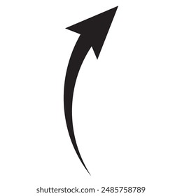 Black curved arrow icon vector illustration. Replaceable vector arrow design.