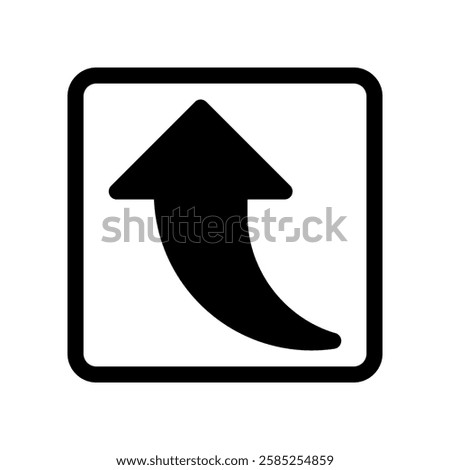Black Curved Arrow Icon Within a Square Border Simple Graphic