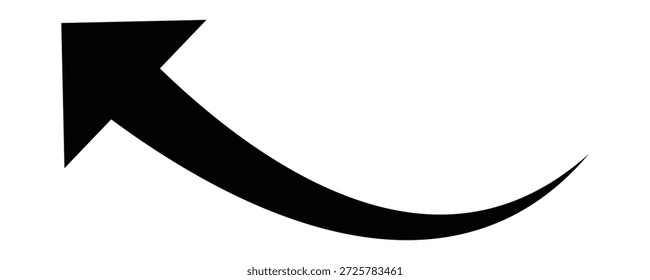 Seta curva preta apontando para baixo e para a esquerda . No plano de fundo branco , útil para navegação, indicadores de direção e elementos de design da interface do usuário.