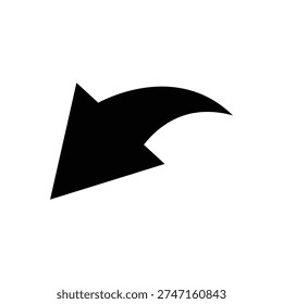 Black curved arrow pointing left, indicating a return, undo, or previous action.