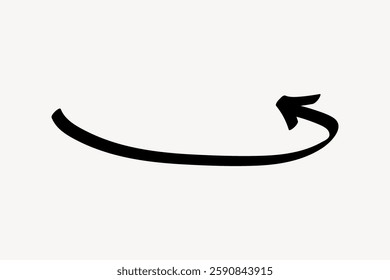 Black curved arrow pointing upward on a white background. Simple arrow design.