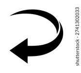 Black curved arrow symbol pointing left on white background