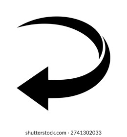 Black curved arrow symbol pointing left on white background