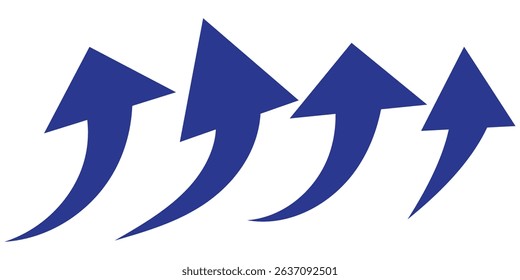 Black curved arrows icons set. Arrow sign in flat style. Wind movement image, process repeat symbol, rotation. Vector illustration