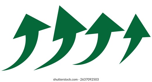 Black curved arrows icons set. Arrow sign in flat style. Wind movement image, process repeat symbol, rotation. Vector illustration