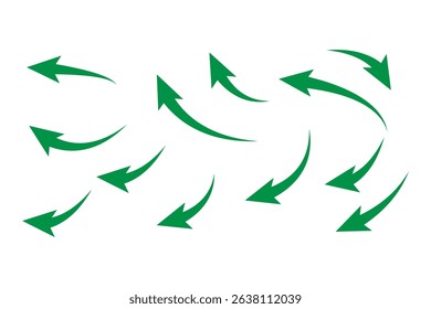 
 Black curved arrows icons set. Arrow sign in flat style.
