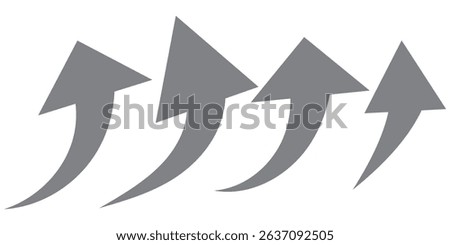 Black curved arrows icons set. Arrow sign in flat style. Wind movement image, process repeat symbol, rotation. Vector illustration