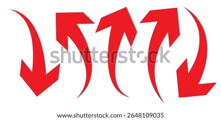 Black curved arrows icons set. Arrow sign in flat style. Wind movement image, process repeat symbol, rotation. Vector illustration