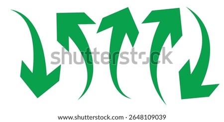 Black curved arrows icons set. Arrow sign in flat style. Wind movement image, process repeat symbol, rotation. Vector illustration
