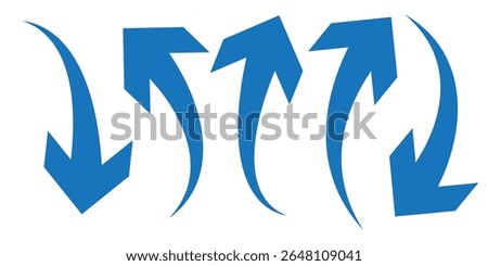 Black curved arrows icons set. Arrow sign in flat style. Wind movement image, process repeat symbol, rotation. Vector illustration