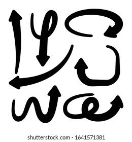 black curved arrows set cursor vector