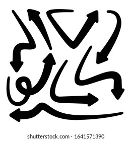 black curved arrows set cursor vector