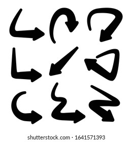 black curved arrows set cursor vector