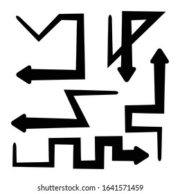 black curved arrows set cursor vector