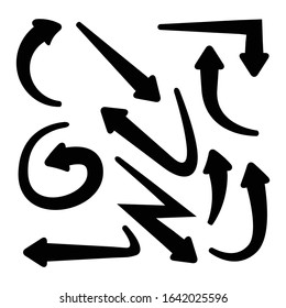 black curved arrows set cursor vector
