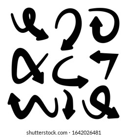 black curved arrows set cursor vector