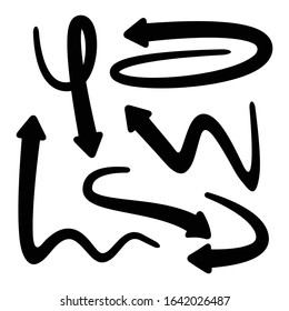 black curved arrows set cursor vector
