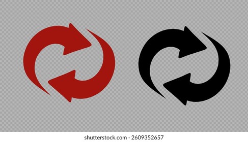 Black and Curved Arrows. Sign with arrows. . Black and red arrows. 3 D models. Vector arrows PNG