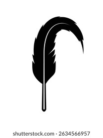Black Curved Feather Silhouette Vector Design Element
